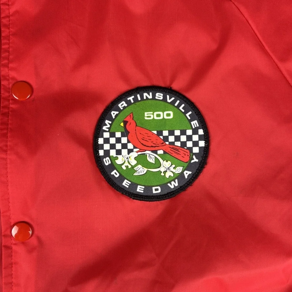 Vintage 70's Martinsville 500‎ Speedway Size M Red Windbreaker Jacket Button Up